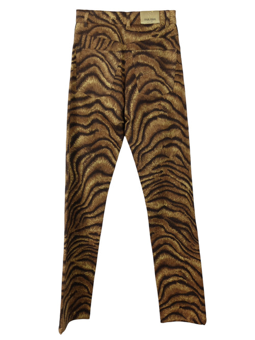 Vintage 2000s Y2K Cheetah Animal Print High Waisted Straight Leg Trouser Jeans | 25 Inch Waist