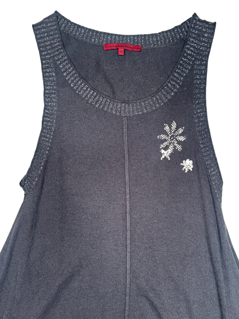 Vintage 2000s Y2K Marithé + François Girbaud Subversive Asymmetrical Grey Knit Sleeveless Tank with Ruching | Size XS-S