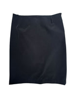 Vintage 2000s Y2K Prada Low Rise Solid Black Straight Silhouette Midi Skirt | Size S-M