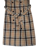 Vintage 90s Y2K Preppy Tartan Plaid Check Print Sleeveless Collared Button Down Midi Dress with Waist Tie | Size M