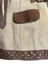 Vintage 70s Bohemian Hippie Tan & Brown Suede Leather Collared Snap Button Down Cape Poncho | Size M