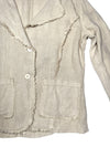 Vintage 90s Y2K Beige Linen Basic Button Down Collared Lightweight Blazer Jacket | Size M-L