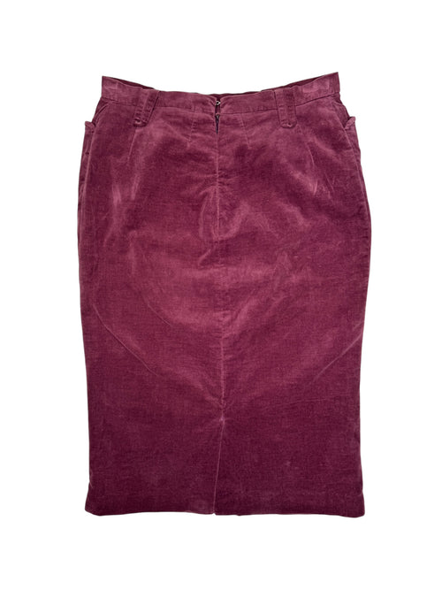 Vintage 2000s Dolce & Gabbana Purple Velvet Pencil Midi Skirt | Size S