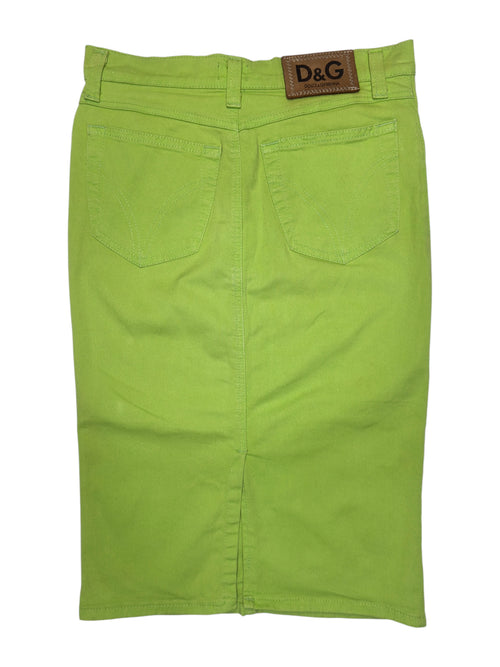 Vintage 2000s DOLCE & GABBANA Lime Green Cotton Pencil Knee Length Skirt | Size XS