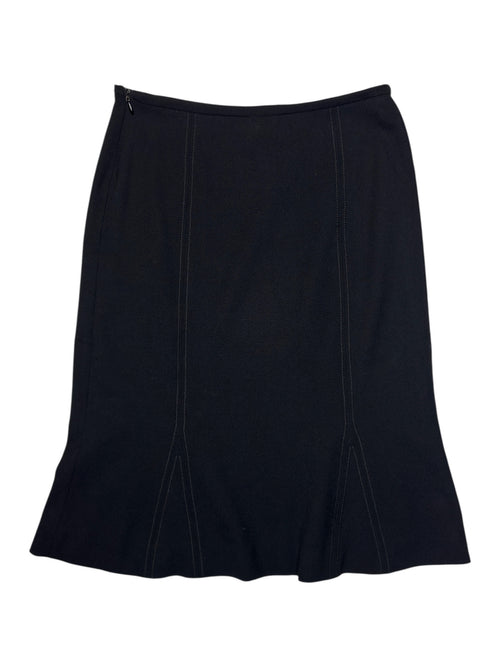 Vintage 2000s LES COPAINS Black Wool Blend Fit & Flare Godet Hem Knee Length Skirt | Size XS