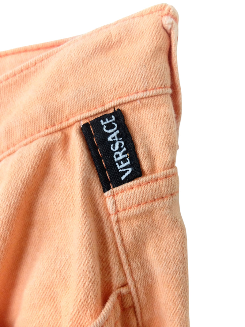 Vintage 2000s Y2K Versace High Waisted Pastel Orange Denim Jeans | 30-31 Inch Waist