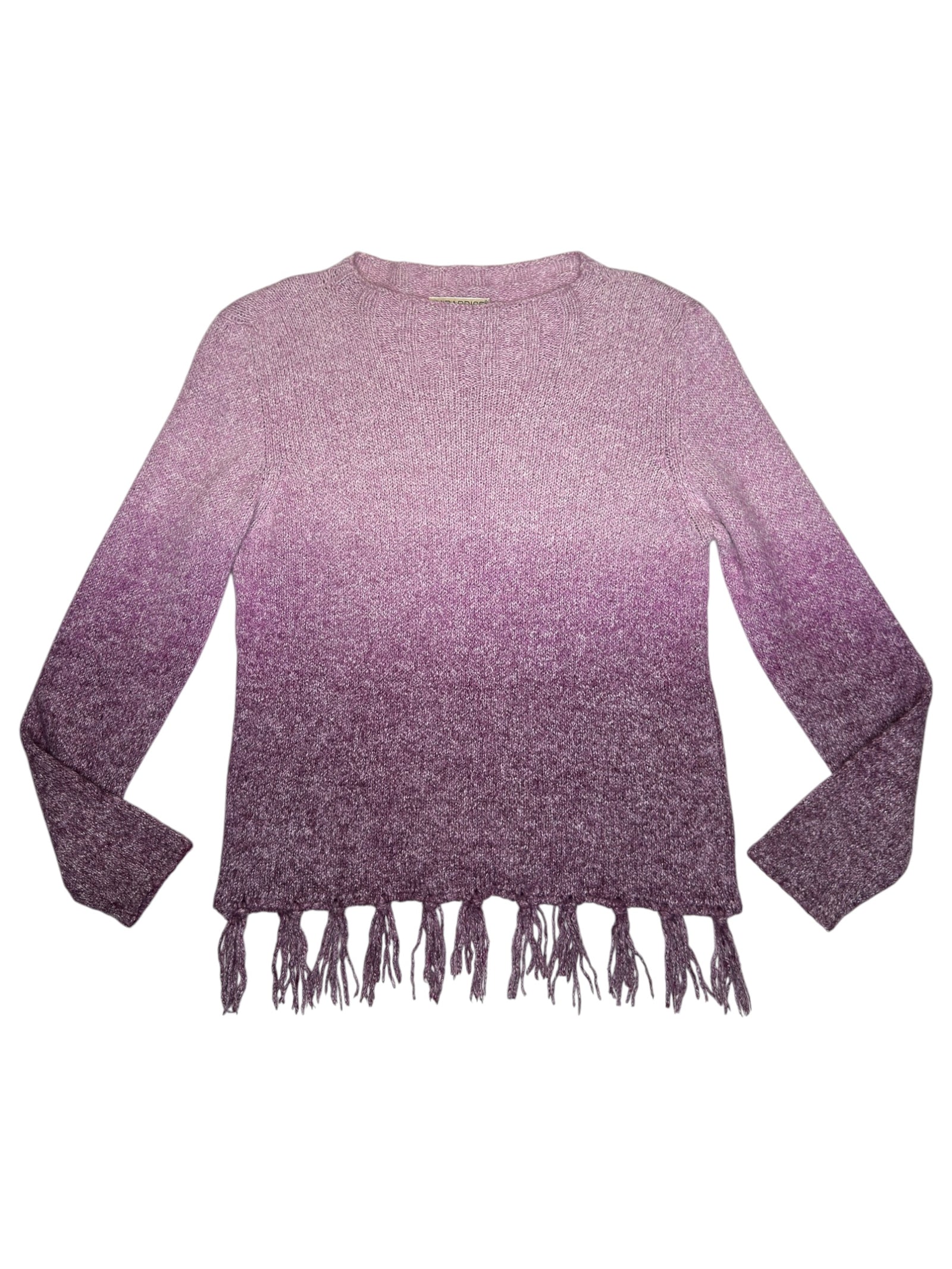 Vintage 2000s Wool Blend Purple Ombré Knit Pullover Fringe Sweater | Size S-M