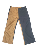 Vintage 2000s Custo Barcelona Deadstock Tan & Grey Colourblock Mid Rise Capri Pants with Mesh Embroidered Floral Detail | 30 Inch Waist