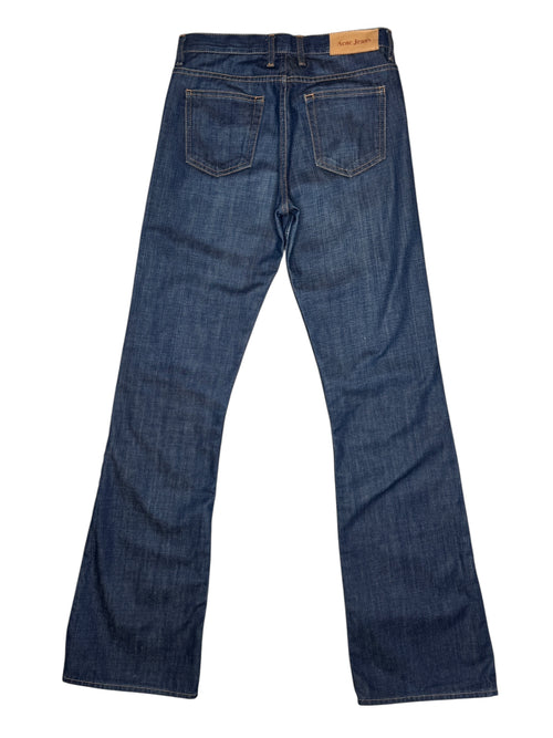 High Waisted Dark Wash Blue Denim Bootcut Acne Jeans | 28 Inch Waist