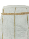 Vintage 2000s Y2K Hippie Milkmaid Cottage Prairie Low Rise White & Beige Crinkle Maxi Skirt | Size S