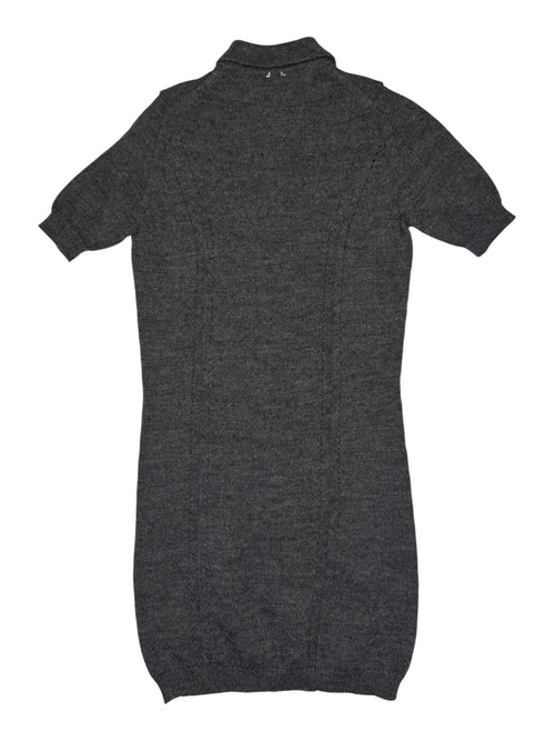 Vintage 2000s TAO COMME DES GARÇONS AW 2007 Wool Knit Dark Grey Collared Short Sleeve Polo Dress | Size S