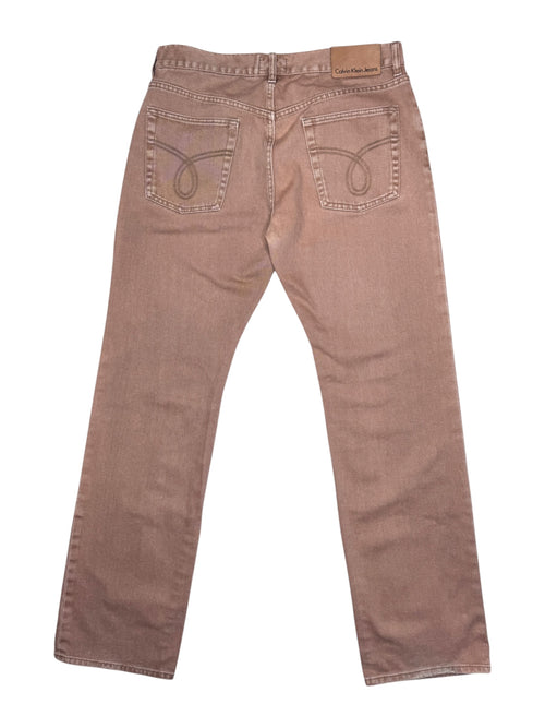 Vintage 2000s CALVIN KLEIN Men’s Dark Peach Tan Straight Leg Denim Jeans | 33 Inch Waist