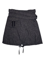 Vintage 2000s MAX & CO Wool Blend Dark Grey Wrap Above-the-Knee Bubble Skirt with Waist Tie | Size S-M