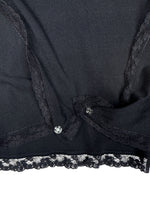Vintage 2000s Y2K Blumarine Black Cropped Long Sleeve Bolero Style Lace Trim Blouse with Rhinestone Detail | Size M-L