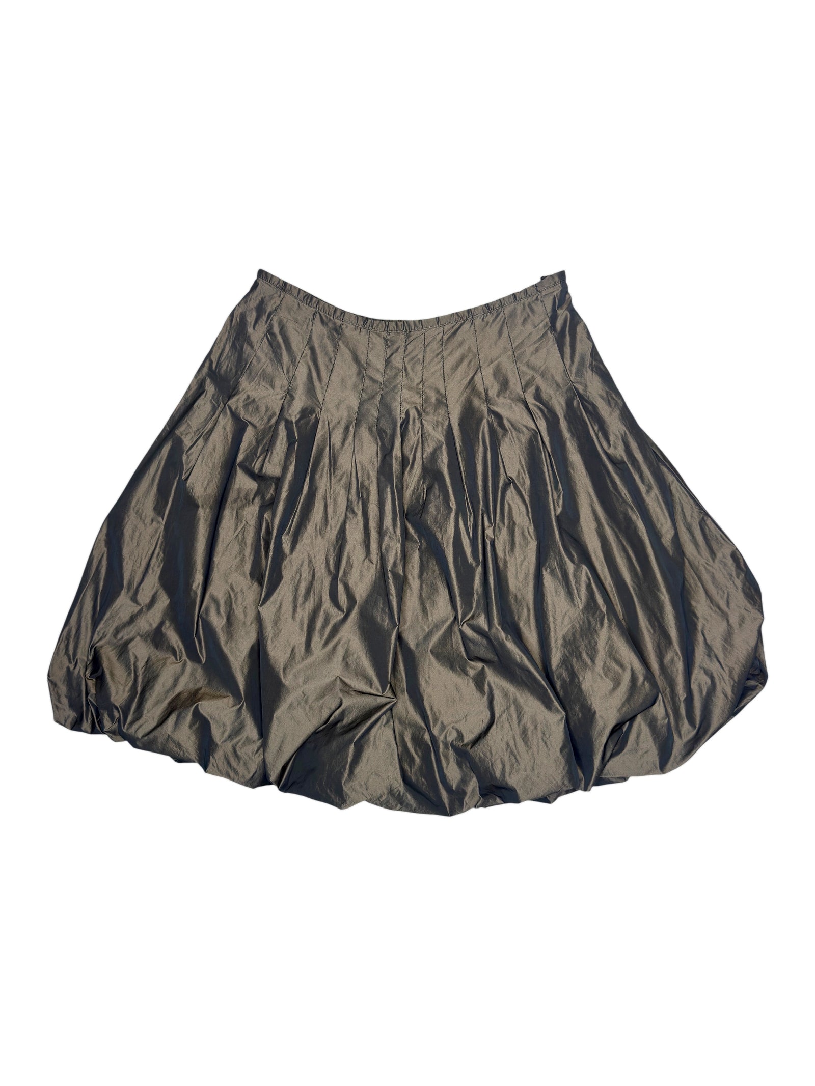 Vintage 2000s MAX & CO Deadstock Bronze Metallic Taffeta Balloon Knee Length Bubble Skirt | Size S
