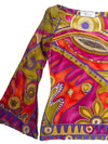 Vintage 90s Y2K Anna Molinari Blumarine Rare Psychedelic Silk Bright Abstract Patterned Butterfly Sleeve Blouse