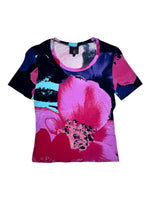 Vintage 2002 CAVALLI Abstract Floral Print Graphic T-Shirt | Size S