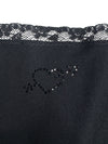 Vintage 2000s Y2K Blumarine Black Cropped Long Sleeve Bolero Style Lace Trim Blouse with Rhinestone Detail | Size M-L