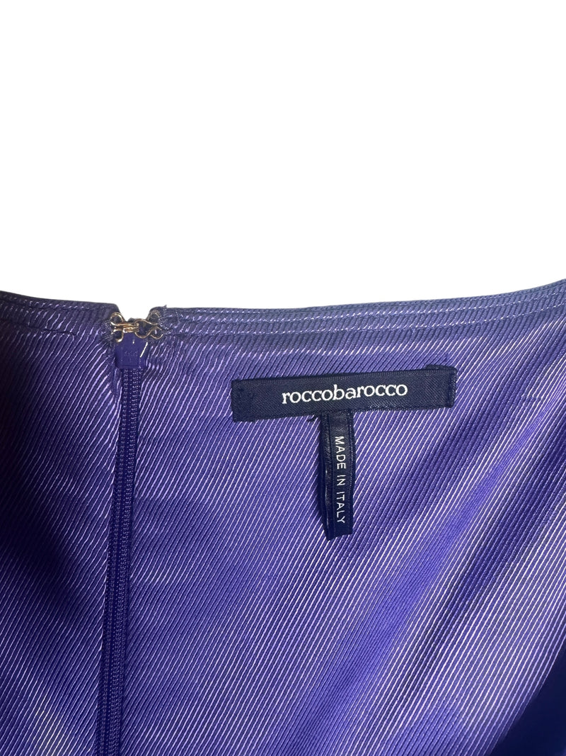 Vintage 2000s Y2K Rocco Barocco Bright Purple Formal Knee Length Sleeveless Dress with Buckle Detail | Size M