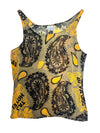 Vintage 2000s Y2K Trussardi Green & Yellow Paisley Graphic Print Sleeveless Chiffon Tank Top | Size M