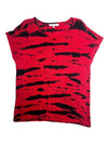 Vintage 2000s Y2K Gerard Darel Red & Black Tie Dye Acid Wash Linen Knit Blouse | Size S-M