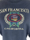 Vintage 90s San Francisco California Preppy Embroidered Dark Navy Blue Crew Neck Pullover Tourist Sweatshirt | Men’s Size M