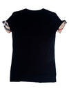 Vintage 2000s Y2K Burberry Brit T-shirt with Tartan Plaid Sleeve Detail | Size XS
