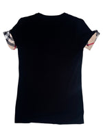 Vintage 2000s Y2K Burberry Brit T-shirt with Tartan Plaid Sleeve Detail | Size XS