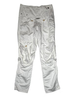 Vintage 2000s Marithé + François Girbaud Subversive High Rise Flax Blend White Cargo Pants | 29 Inch Waist