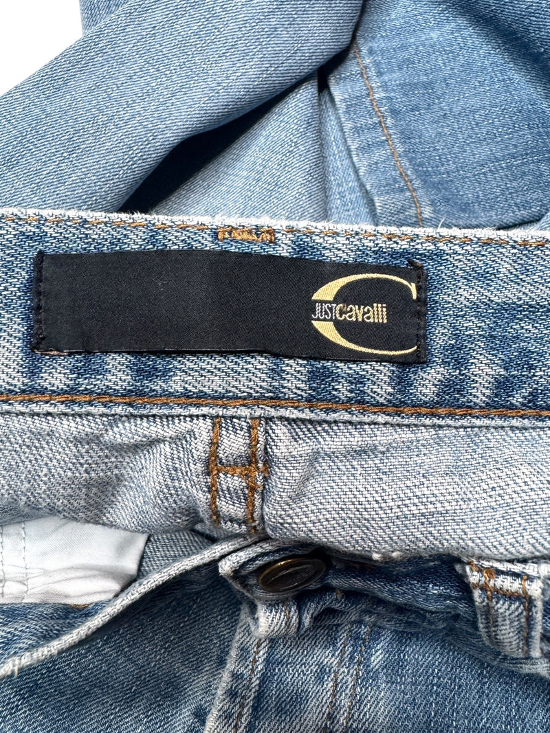 Vintage 2000s Y2K Just Cavalli Mid-Rise Blue Light Wash Denim Straight Leg Jeans | 30 Inch Waist