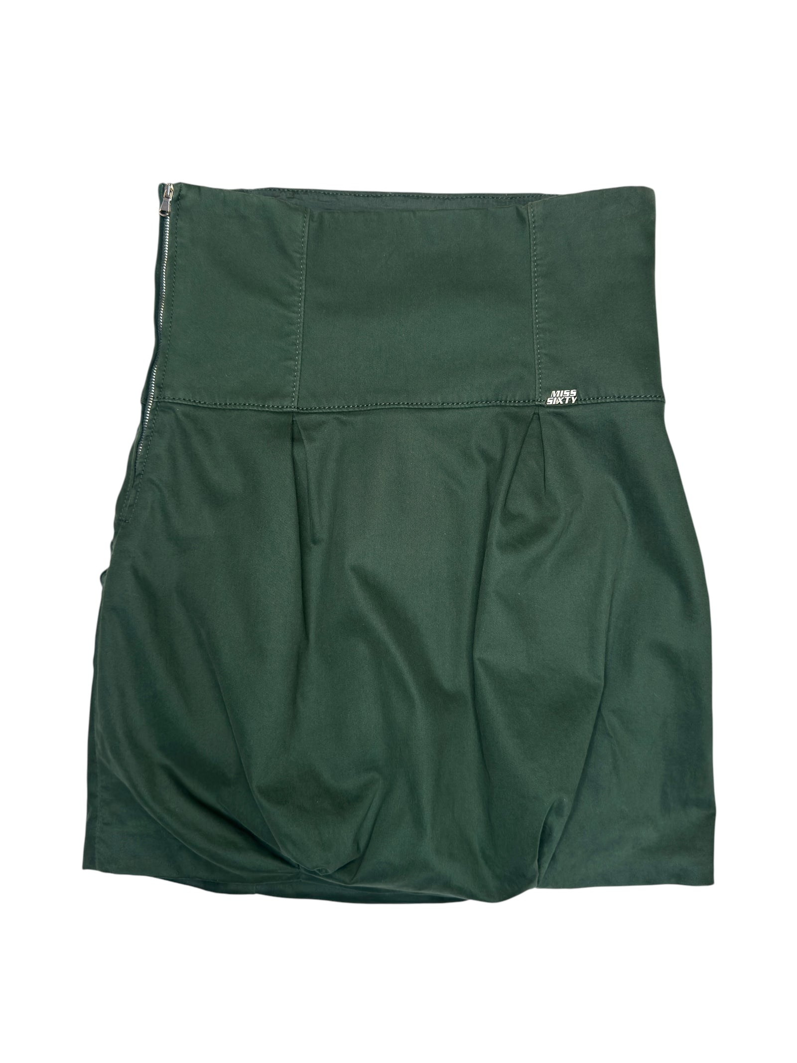Vintage 2000s MISS SIXTY High Waisted Dark Green Balloon Mini Skirt | Size S