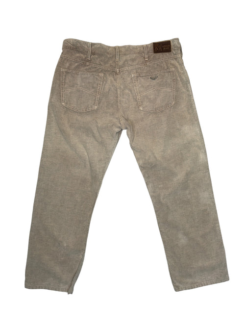 Vintage 2000s Men’s Armani Jeans Beige Velour Trousers | Size XL