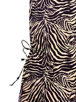 Vintage 2000s Y2K Alesandro Dell’acqua Brown & Pink Tiger Animal Print Sleeveless Layered Mini Dress with Cinched Drop Waist & Tie Details | Size M