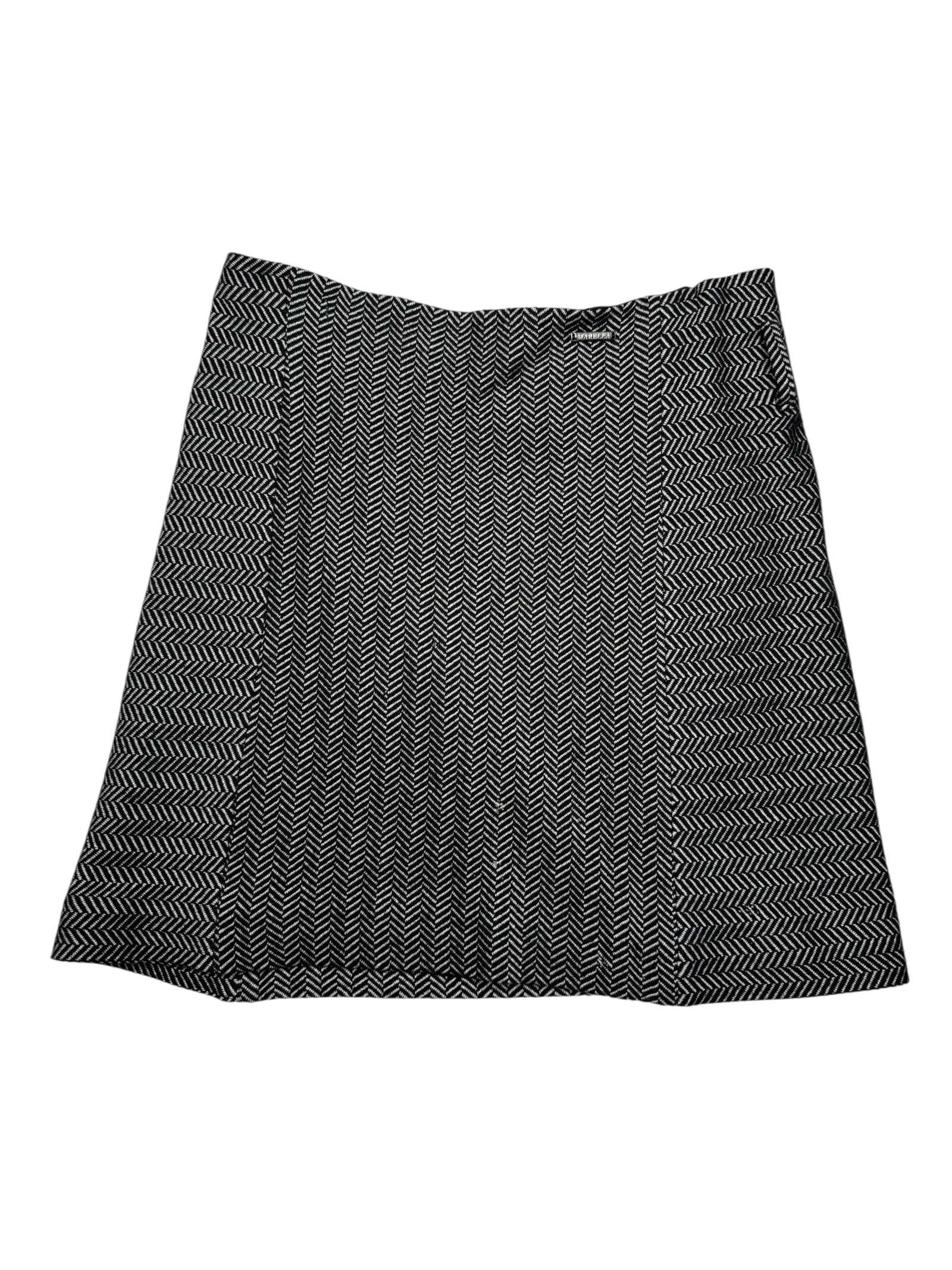 Vintage 2000s Marella Wool Blend Grey Herring Bone A-Line Mini Skirt | Size S