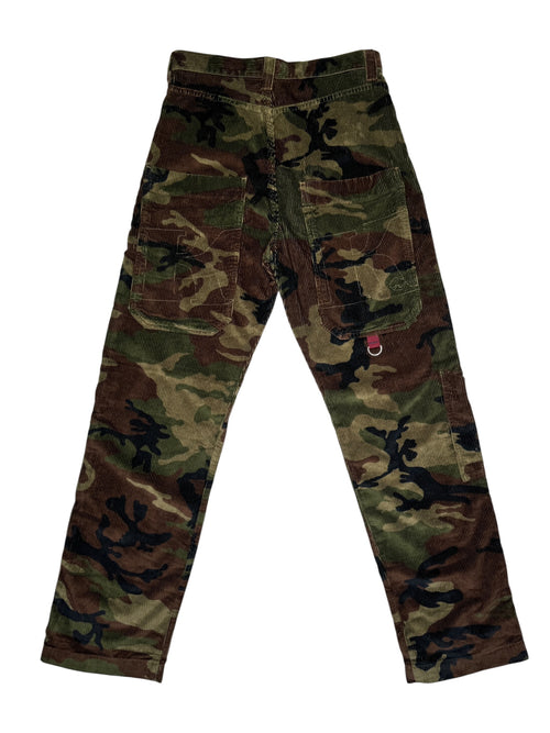 Vintage 2000s KILLAH High Rise Camo Utility Corduroy Baggy Rave Pants | Size M