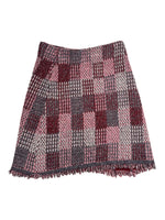 Vintage 2000s High Waisted Pink Checkered Woven Stretchy Metallic A-Line Knit Mini Skirt | Size S