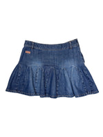 Vintage 2000s MOSCHINO Mid-Rise Fit & Flare Pleated Bubble Denim Mini Skirt | Size M