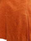 Vintage 90s Marella Designer Chic Mod Low Rise Bright Orange Velour Velvet Below-the-Knee Pleated Midi Skirt | Size S