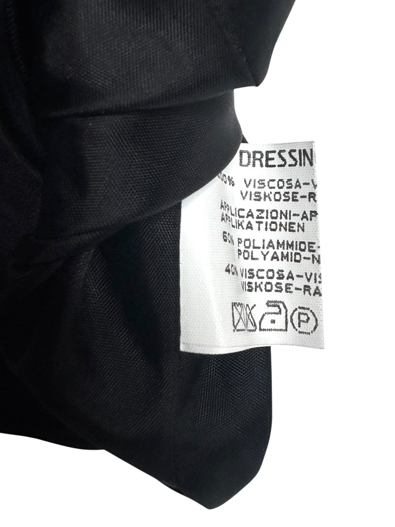Vintage 90s Y2K Roberto Scarpa Black Velvet Short Sleeve Formal Cocktail Party Dress With Fuzzy Sparkle Detail | Size M-L
