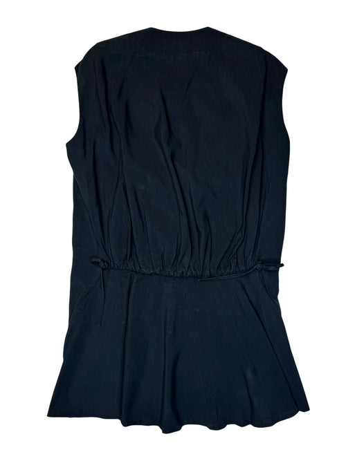 Vintage 2000s Marni Navy Blue Button Down Cotton Tunic with Half Cinched Waist | Size M-L