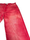 Vintage 2000s Cavalli Coral Red Denim High Waisted Faded Straight Leg Jeans | 26 Inch Waist