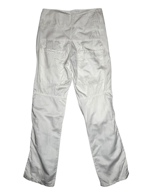 Vintage 2000s Marithé + François Girbaud Subversive High Rise Flax Blend White Cargo Pants | 29 Inch Waist