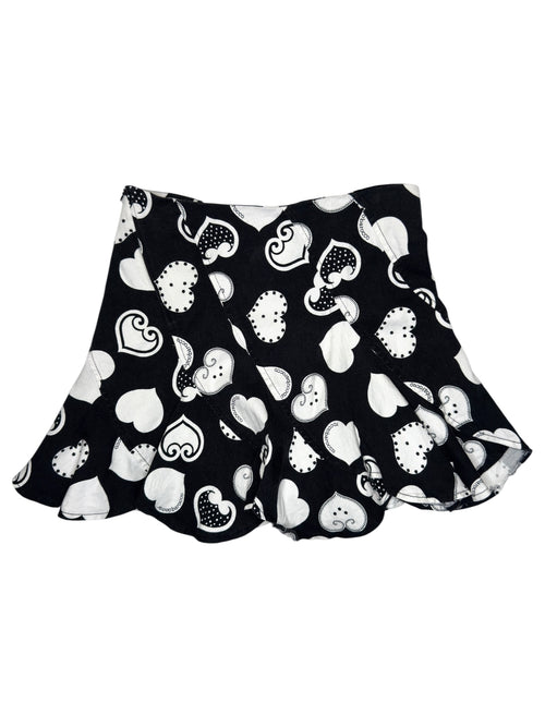 Vintage 2000s ROCCO BAROCCO Mid-Rise Black & White Heart Print Mini Skirt | Size S