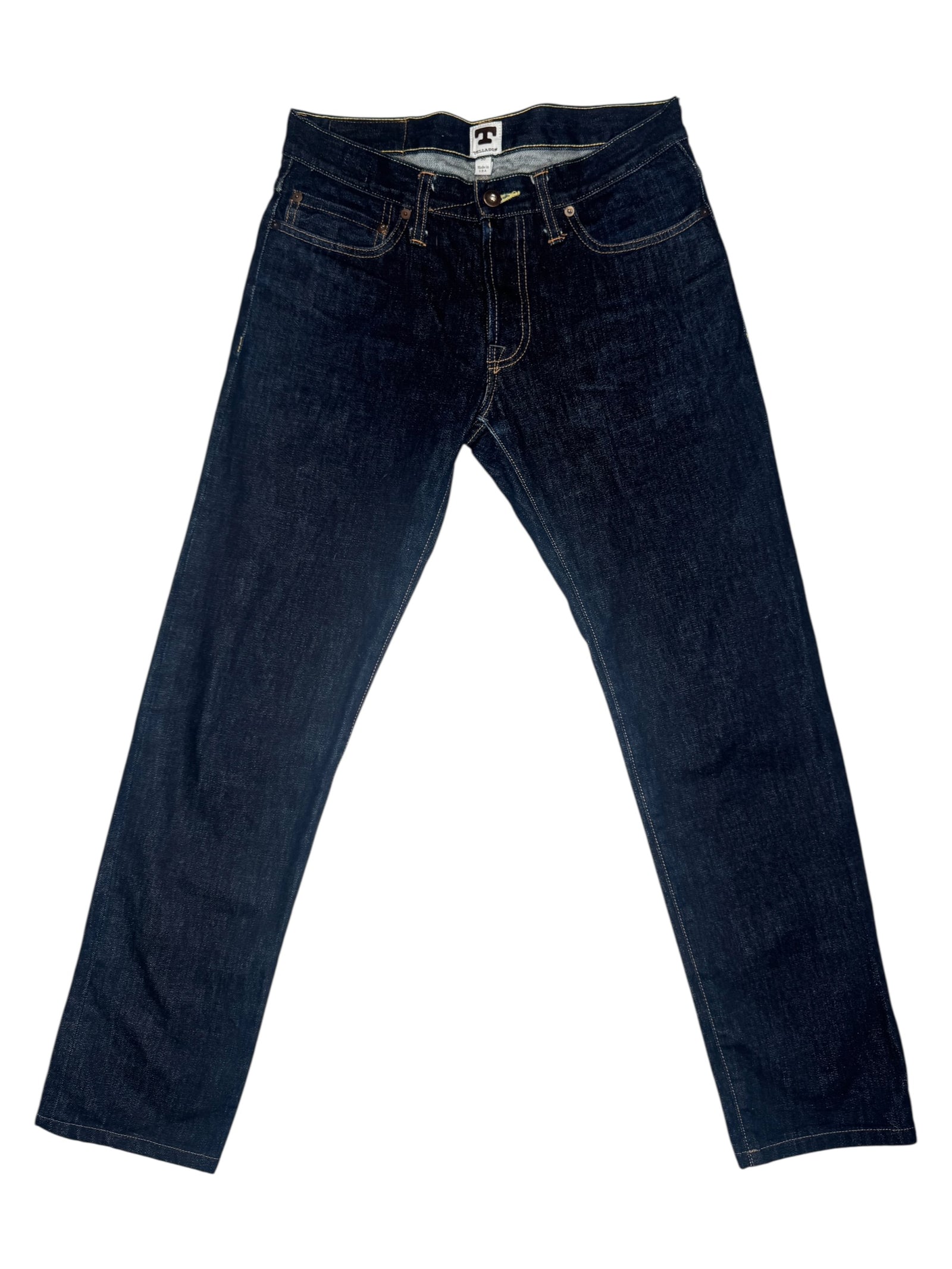Vintage 2000s Tellason Men’s Selvedge Straight Leg Button Fly Blue Denim Jeans | 30 Inch Waist