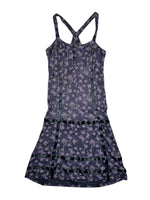 Vintage 2000s DIESEL Purple Silky Abstract Geometric Print Crossback Below-the-Knee Midi Tank Dress | Size XS