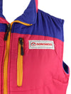 Vintage 90s Gorpcore Retro Bright Pink Purple & Orange Colourblock Zip Up Puffer Vest with High Neck & Fleece Lining | Women’s Size  L