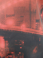 Vintage 2000s Y2K Fishbone Grunge Red & Black Skyline Patterned Sleeveless Tank Top Blouse | Size S