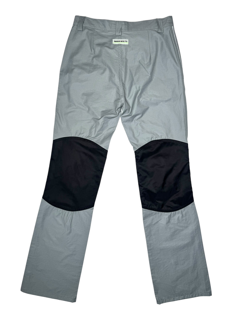 Vintage 2000s Y2K Miss Sixty Cyber Subversive Utilitarian Grey Trousers with Knee Patches & Reflective Strips | 28 Inch Waist