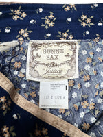 Vintage 70s Gunne Sax Bohemian Hippie Prairie Navy Blue Floral Ruffled Cotton Midi Peasant Skirt with Lace Trim | Size XXS-XS