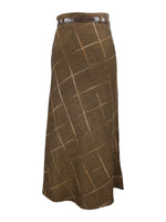 Vintage 90s Y2K Chic Bohemian Preppy Argyle Chevron Woven Belted Floor Length Maxi Skirt | Size 38
